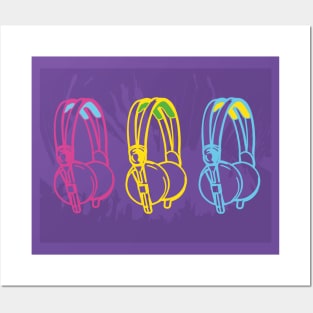 Multicoloured DJ Headphone Design Posters and Art